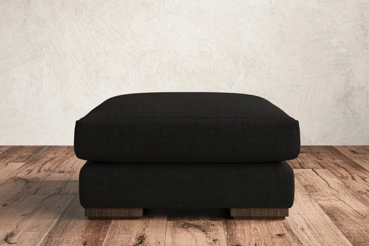 Guddu Medium Dining Footstool - Charcoal, Brera Linen