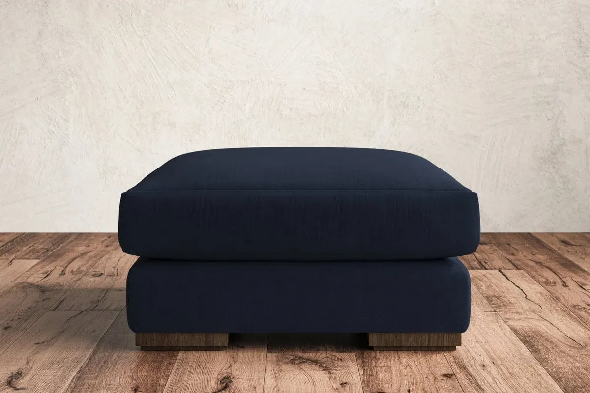 Guddu Medium Dining Footstool - Indigo, Brera Linen