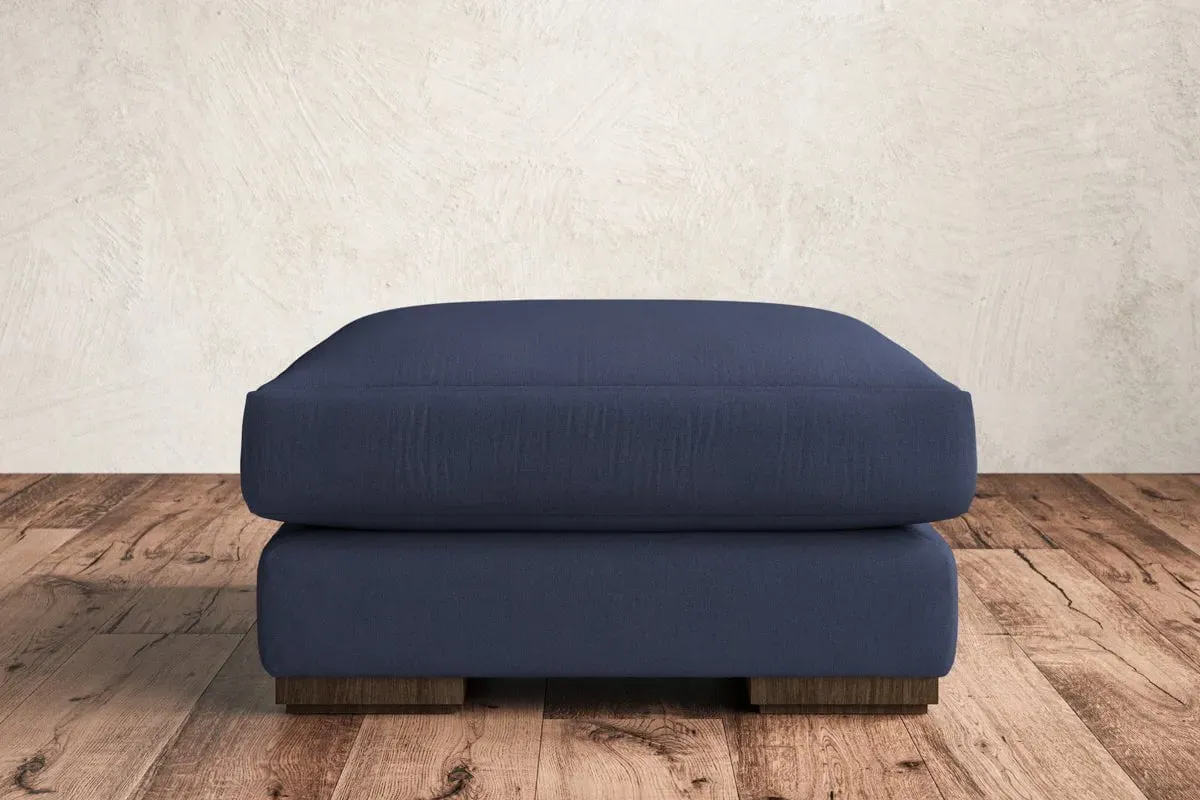 Guddu Medium Dining Footstool - Navy, Recycled Cotton