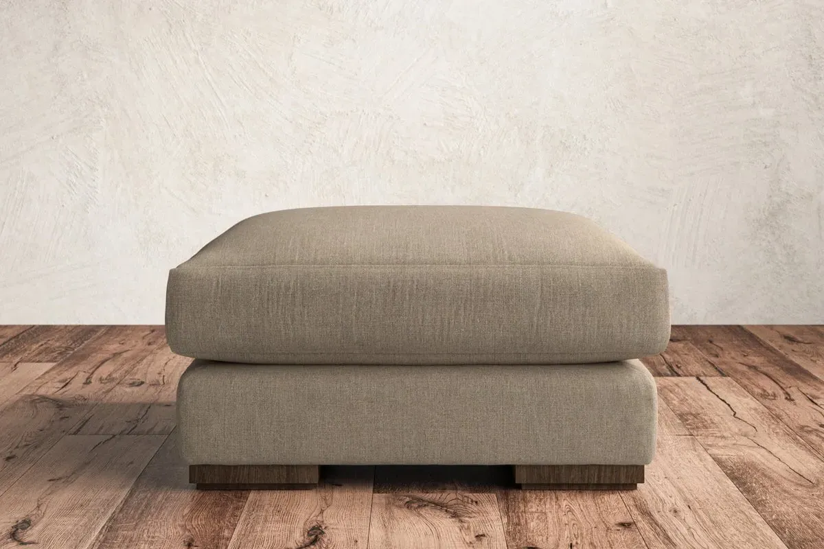 Guddu Medium Dining Footstool - Pebble, Brera Linen