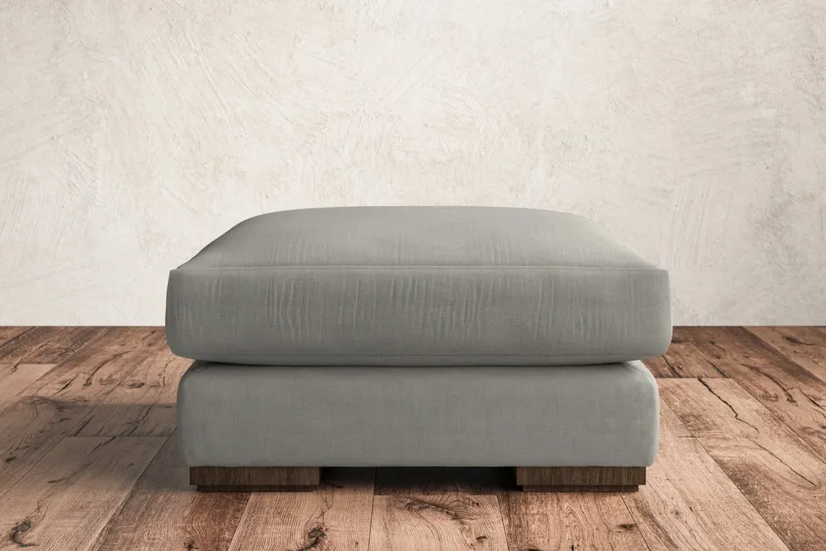 Guddu Medium Dining Footstool - Smoke, Brera Linen