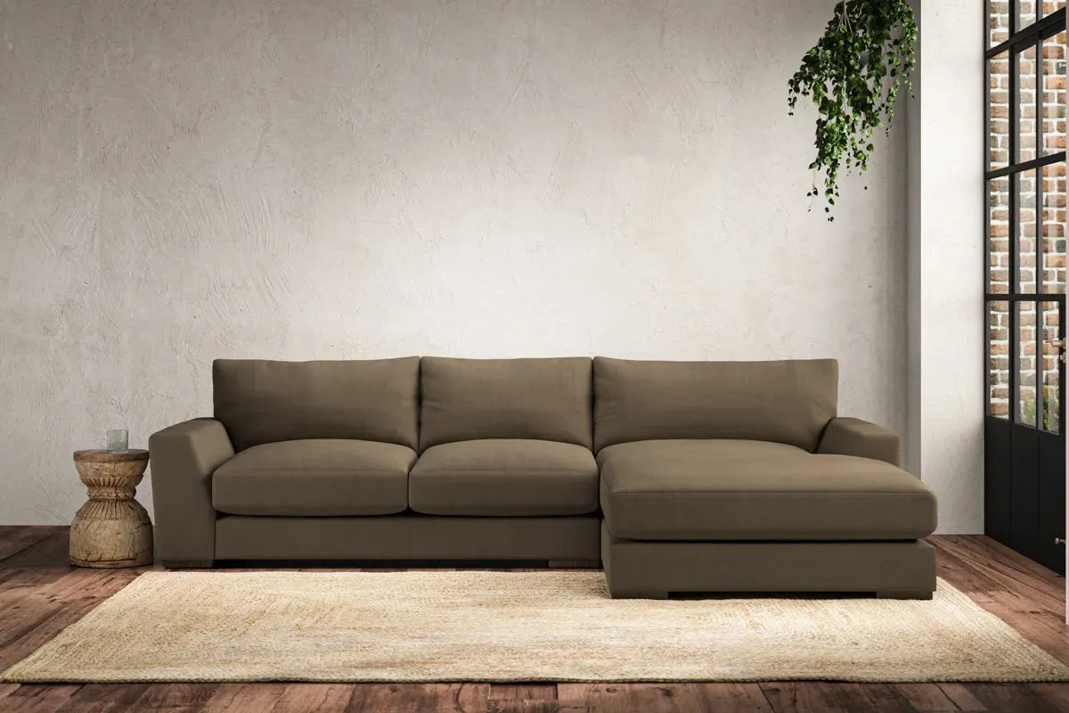 Guddu Medium Left Hand Chaise Sofa - Chestnut, Linen