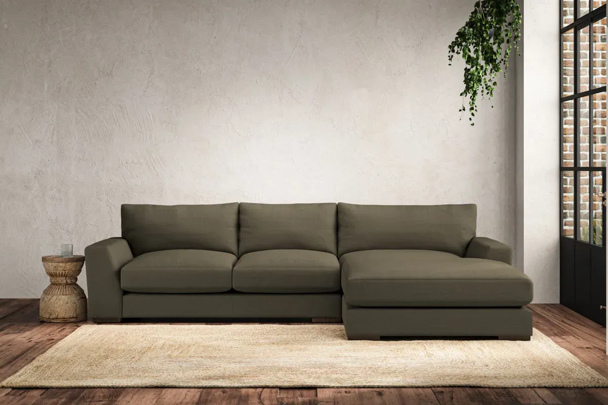 Guddu Medium Left Hand Chaise Sofa - Fatigue, Recycled Cotton