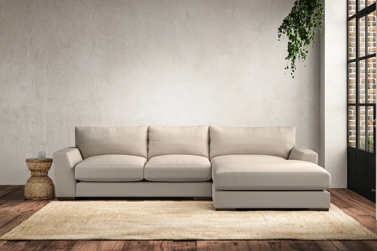 Guddu Medium Left Hand Chaise Sofa - Natural, Recycled Cotton