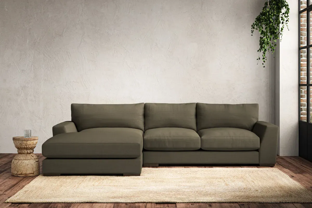 Guddu Medium Right Hand Chaise Sofa - Fatigue, Recycled Cotton