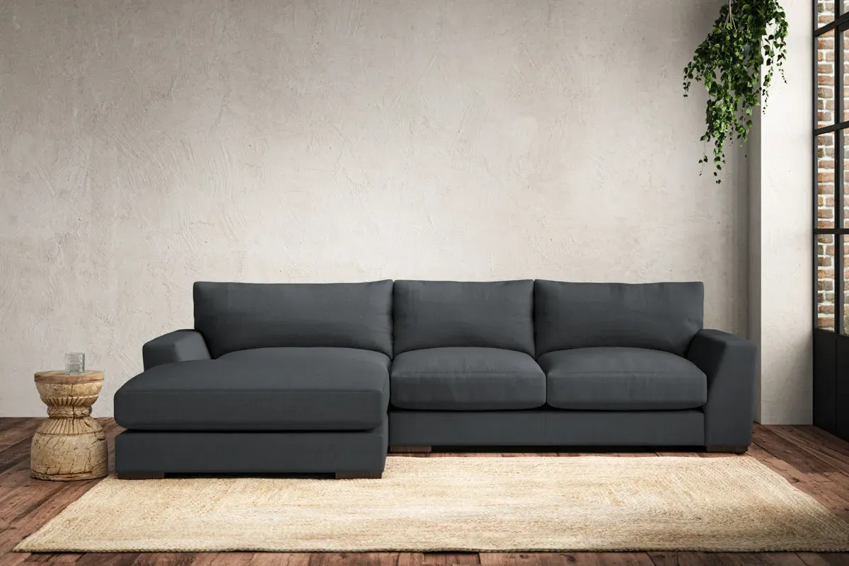 Guddu Medium Right Hand Chaise Sofa - Thunder, Recycled Cotton