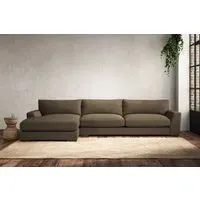 Guddu Right Hand Chaise Sofa - Chestnut, Linen