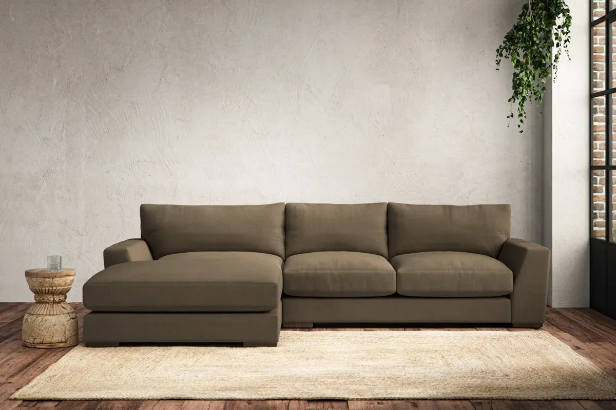 Guddu Right Hand Chaise Sofa - Chestnut, Linen