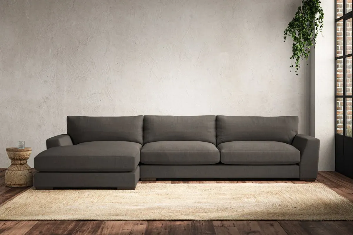 Guddu Right Hand Chaise Sofa - Granite, Linen