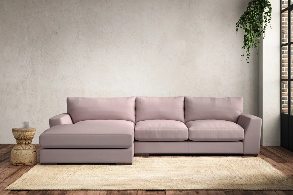 Guddu Right Hand Chaise Sofa Medium - Lavender, Recycled Cotton