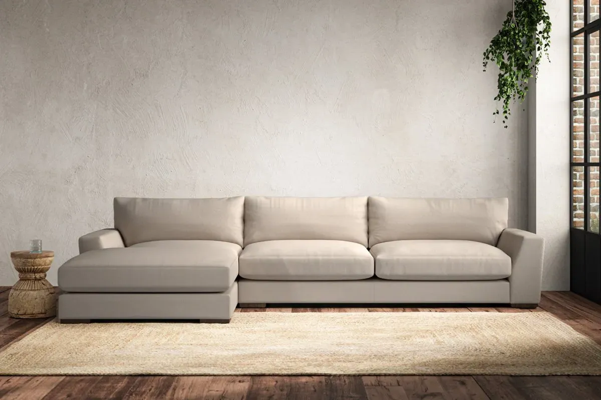 Guddu Right Hand Chaise Sofa - Natural, Cotton