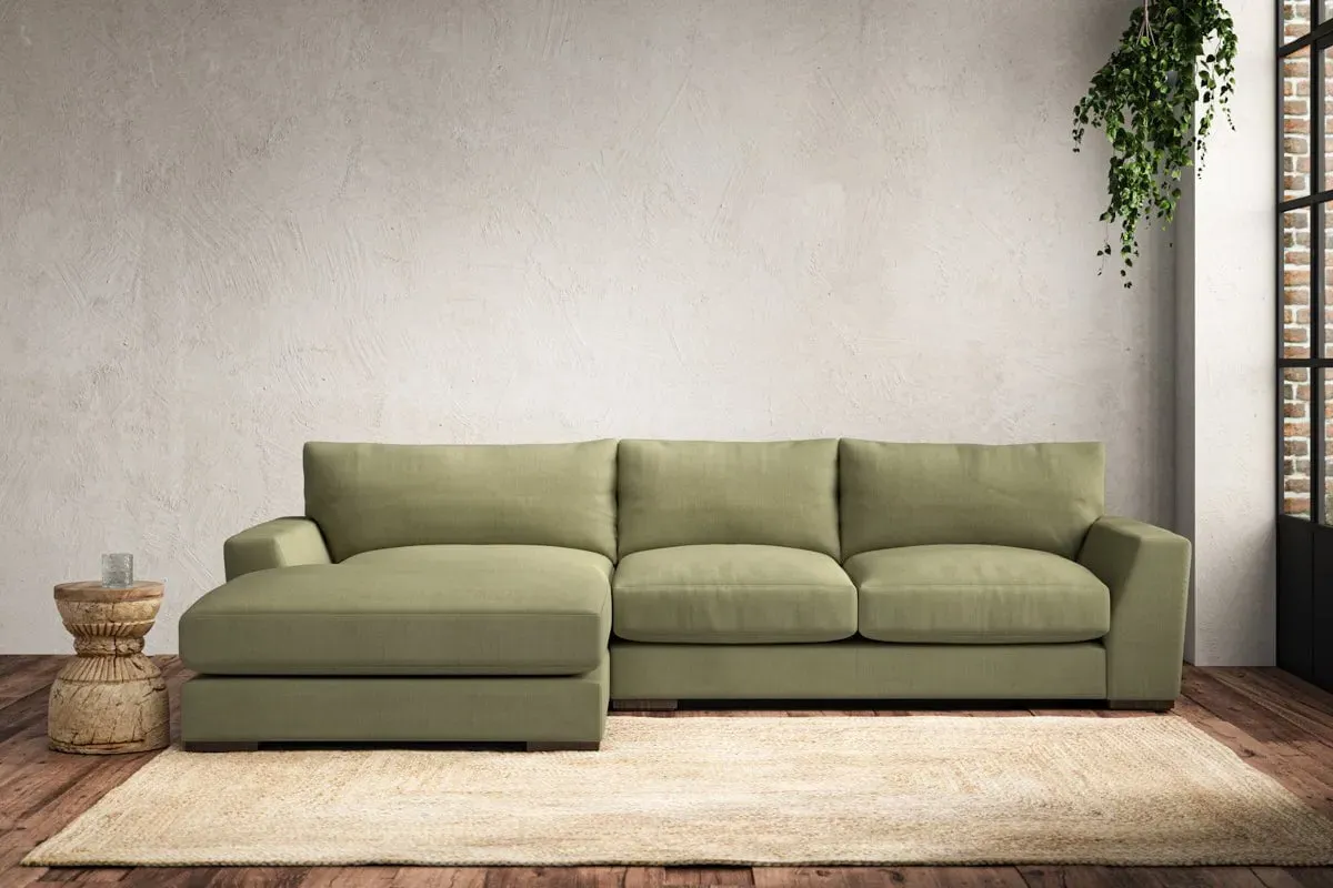 Guddu Right Hand Chaise Sofa - Sage, Linen