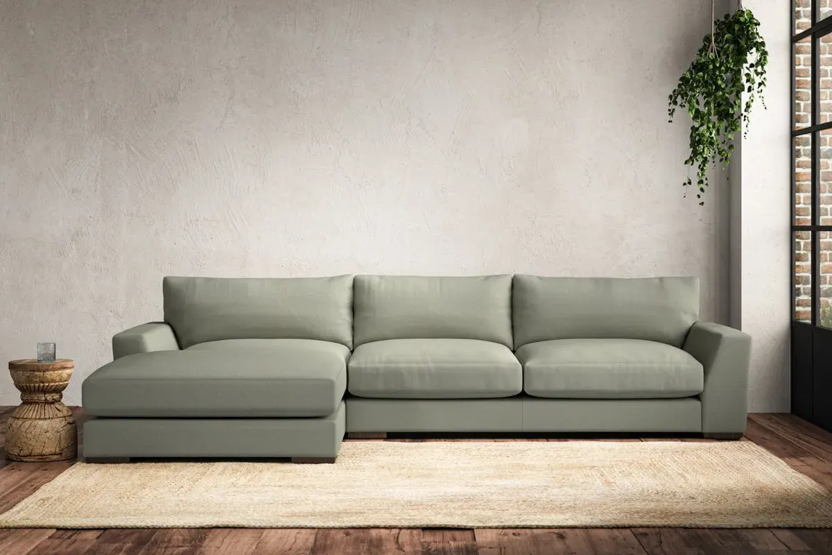 Guddu Right Hand Chaise Sofa - Seaspray, Recycled Cotton