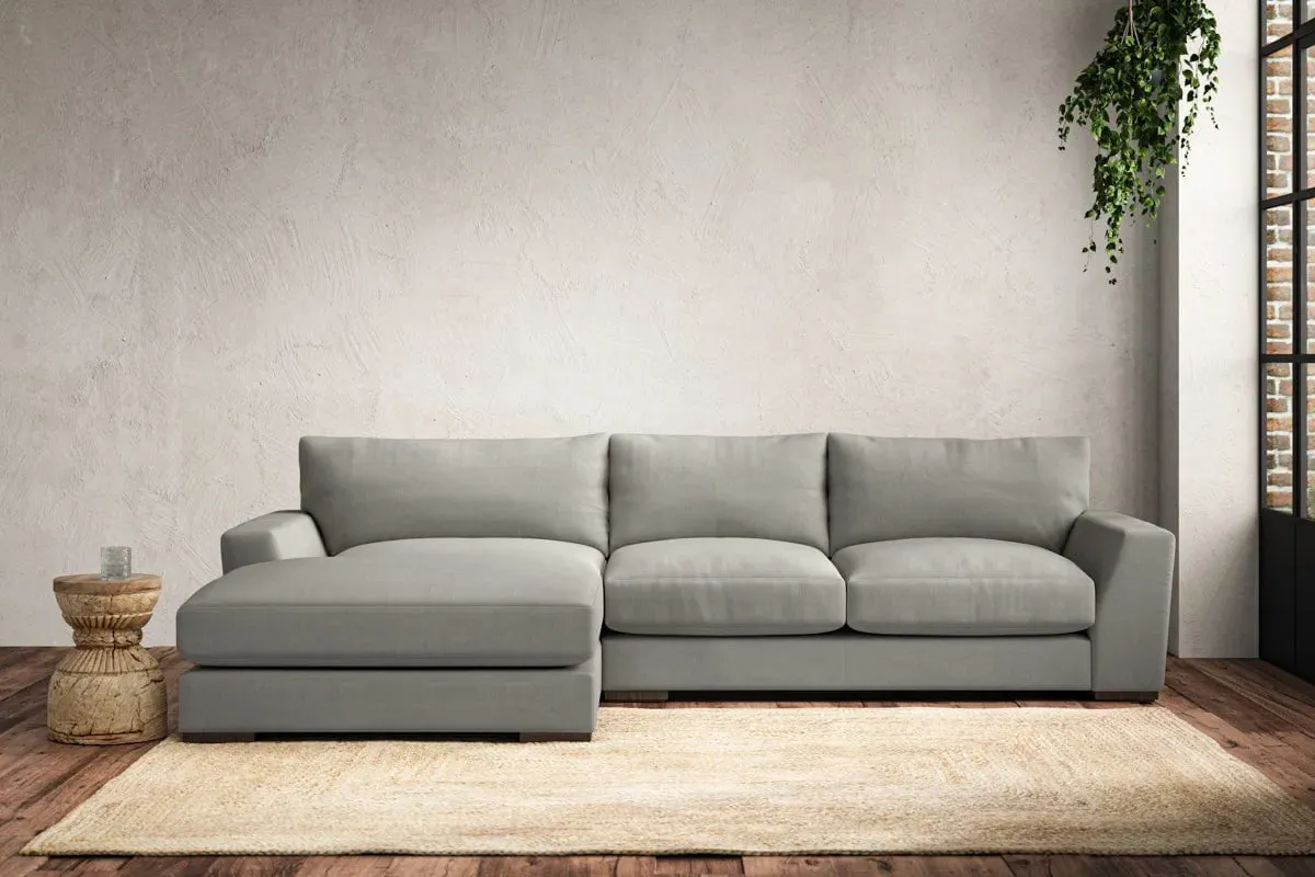 Guddu Right Hand Chaise Sofa - Smoke, Linen