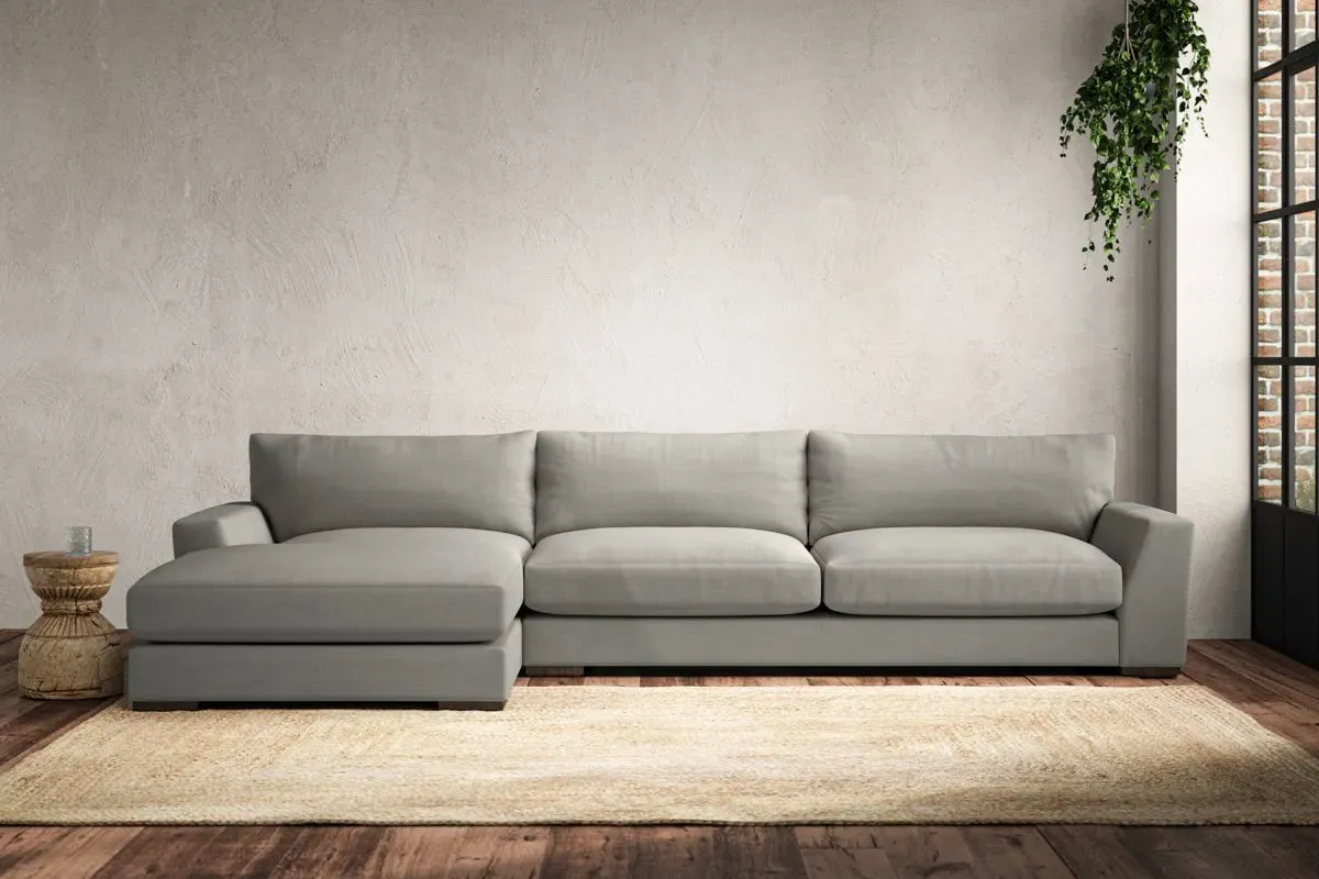 Guddu Right Hand Chaise Sofa - Smoke, Linen