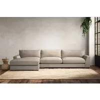 Guddu Right Hand Chaise Sofa - Stone, Cotton