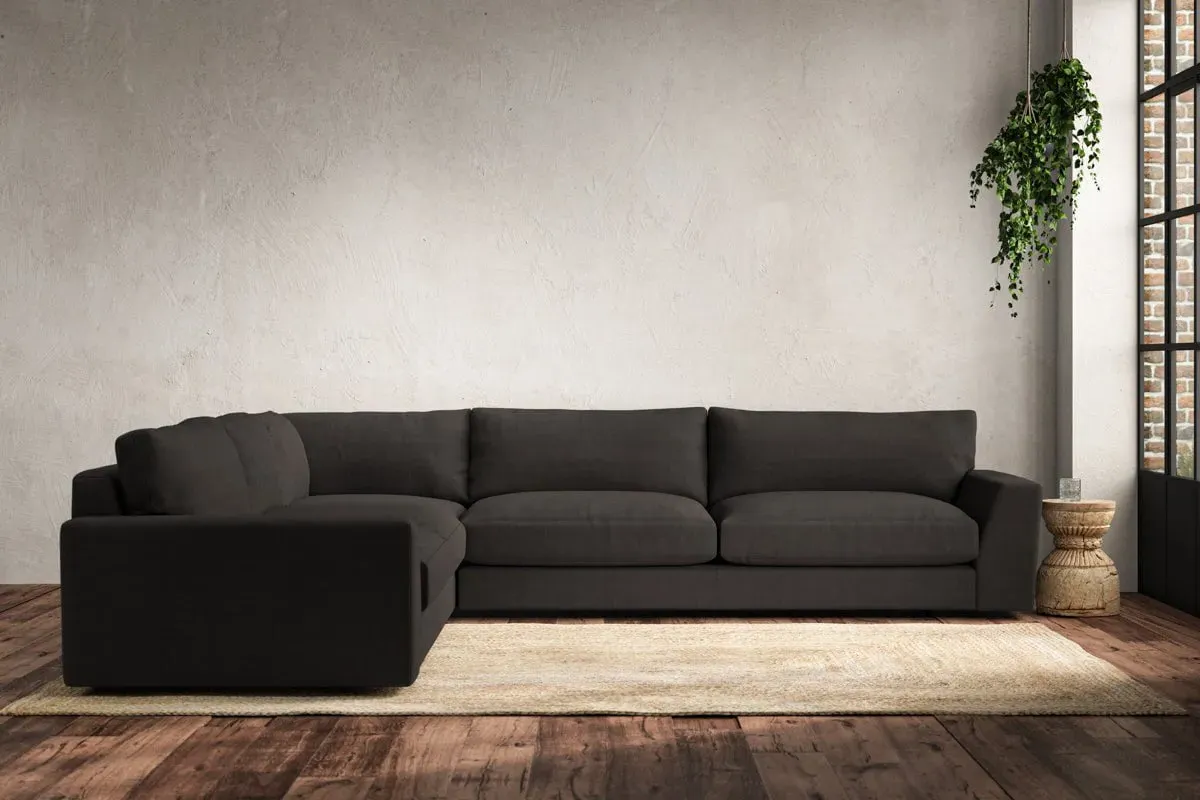 Guddu Right Hand Corner Sofa - Espresso, Linen