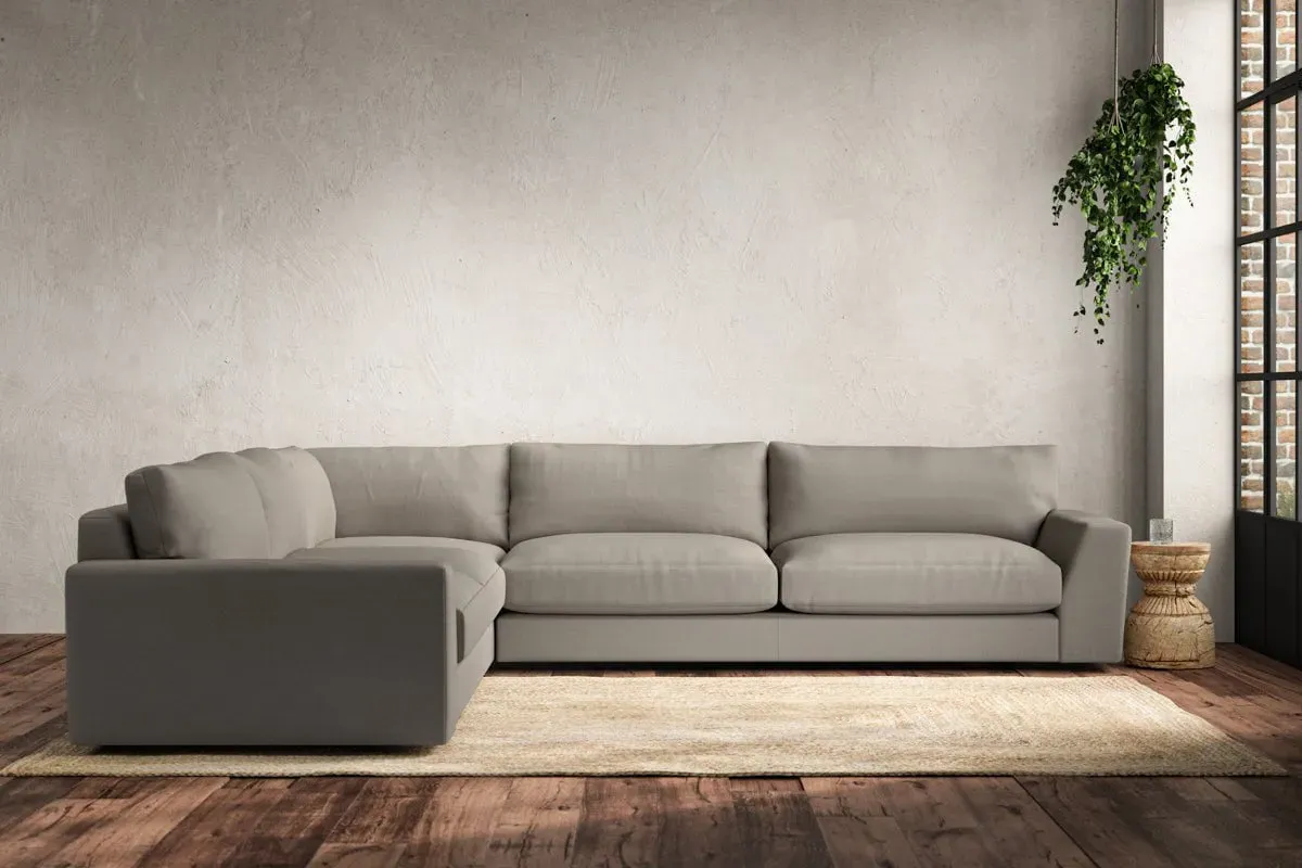 Guddu Right Hand Corner Sofa - Flax, Cotton