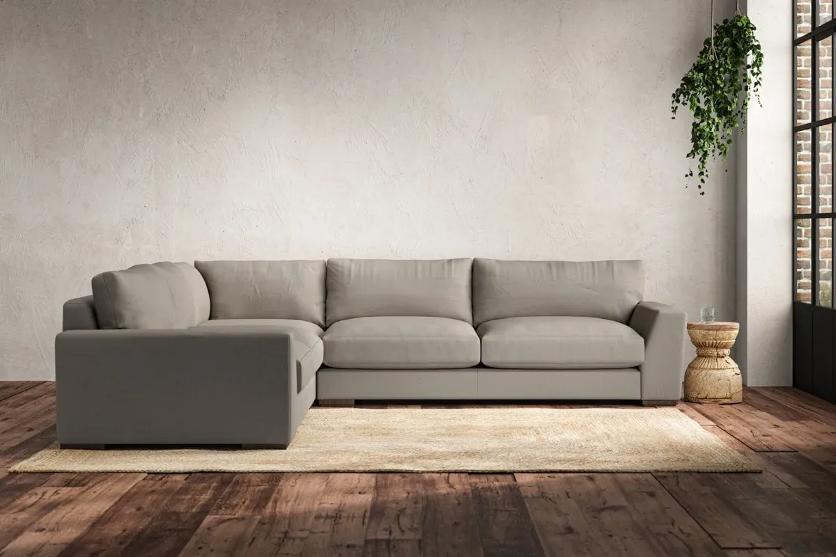 Guddu Right Hand Corner Sofa - Flax, Recycled Cotton