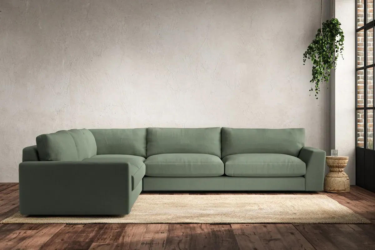 Guddu Right Hand Corner Sofa - Jade, Linen