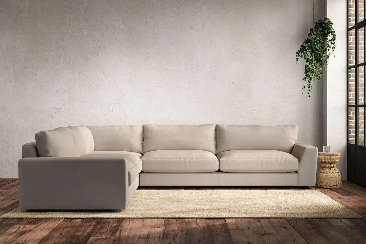 Guddu Right Hand Corner Sofa - Natural, Cotton