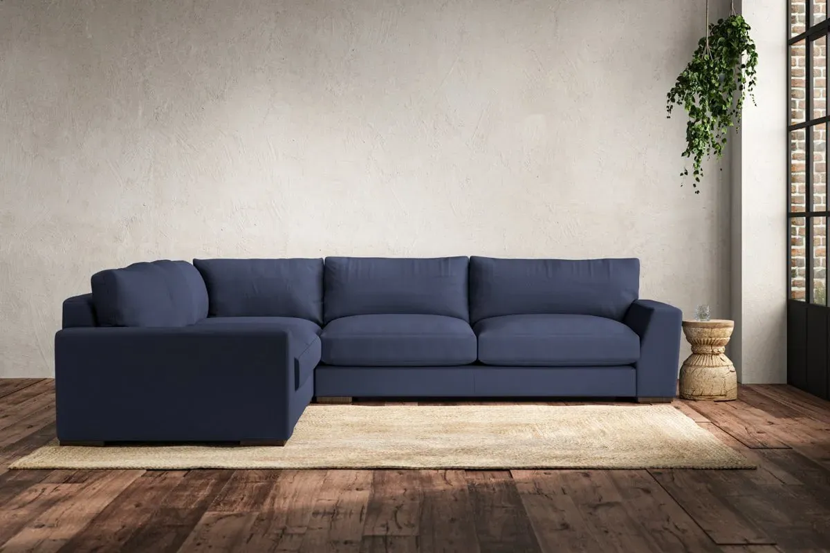 Guddu Right Hand Corner Sofa - Navy, Recycled Cotton