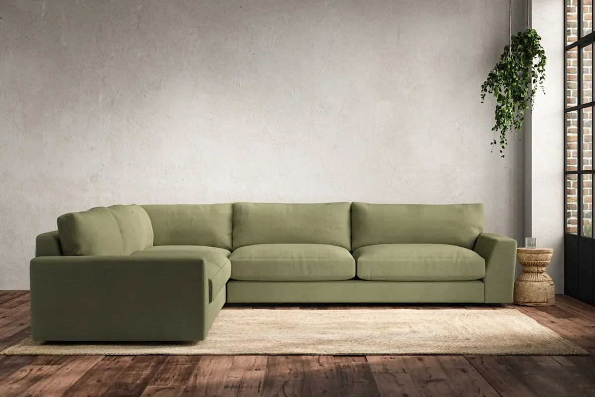 Guddu Right Hand Corner Sofa - Sage, Linen