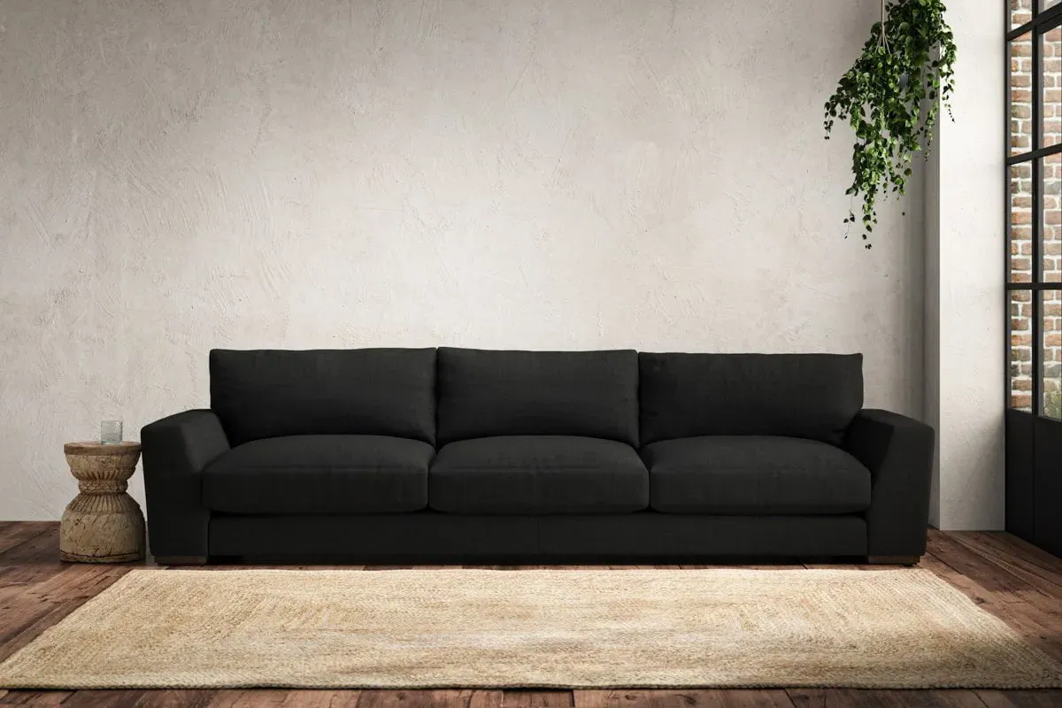 Guddu Super Grand Sofa - Charcoal, Brera Linen