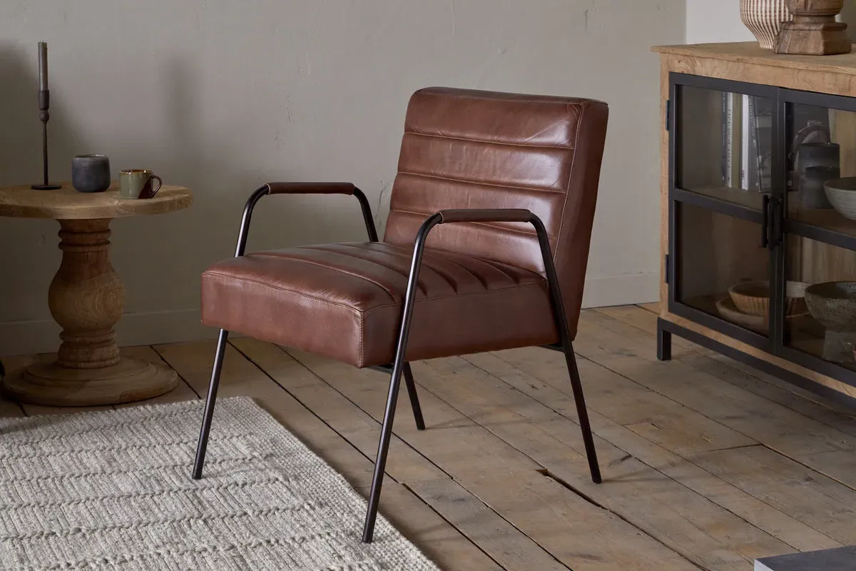 Hadithi Leather Occasional Dining Chair - Chocolate Brown image