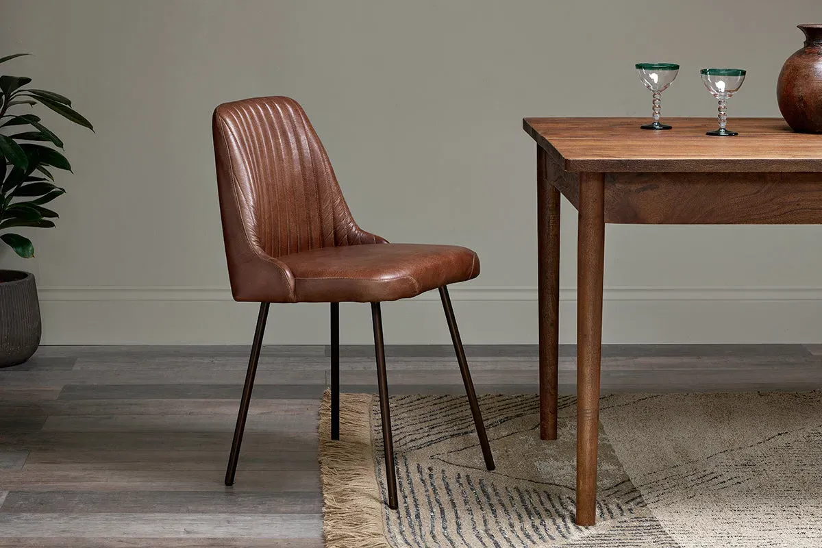 Harsha Leather Dining Chair - Chocolate Brown image