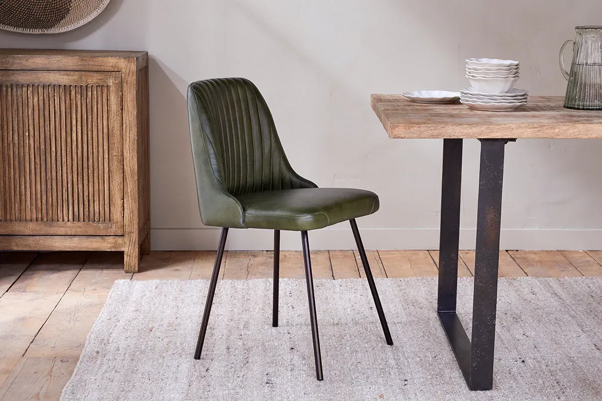 Harsha Leather Dining Chair - Rich Green