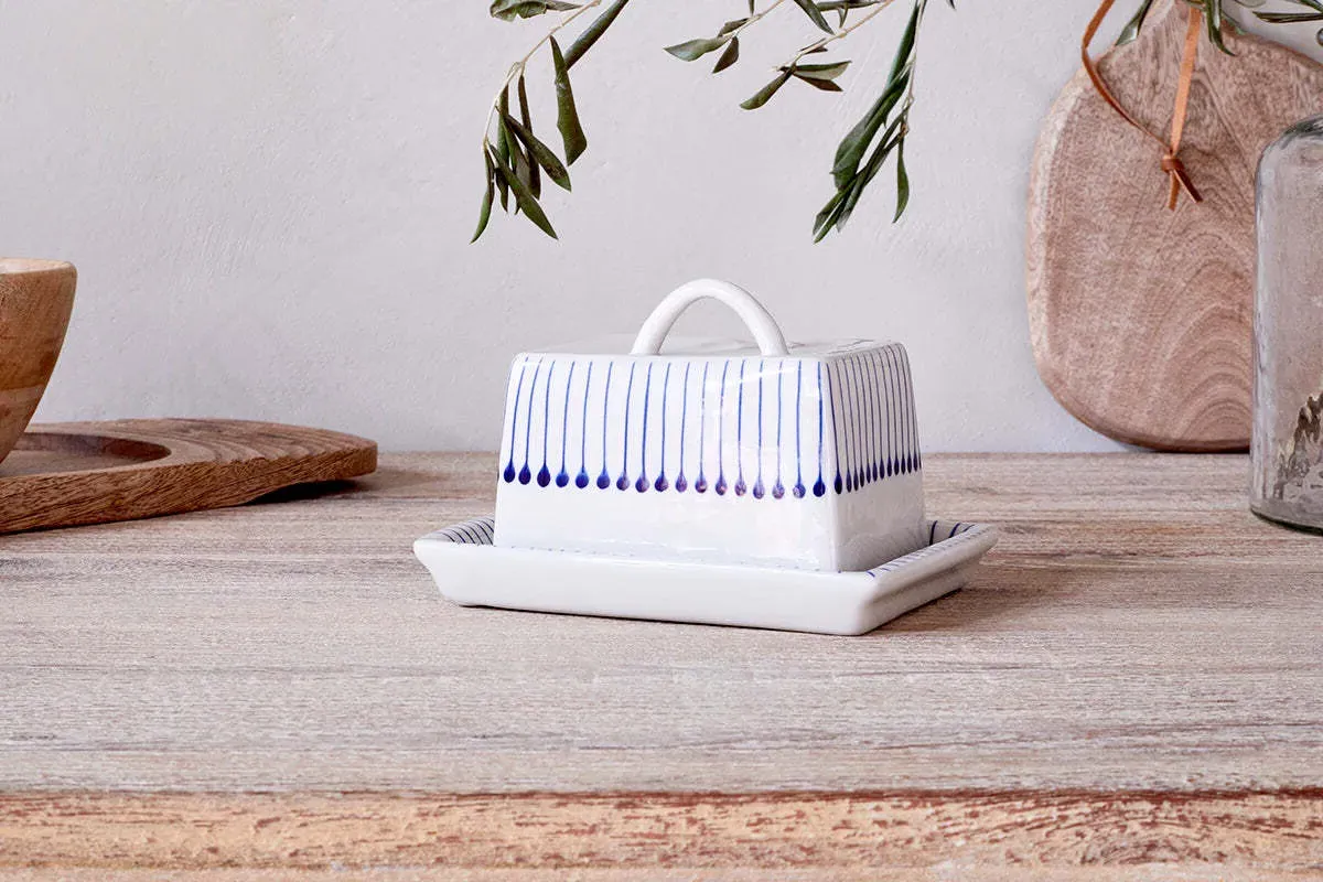 Iba Butter Dish - Indigo, White Clay product