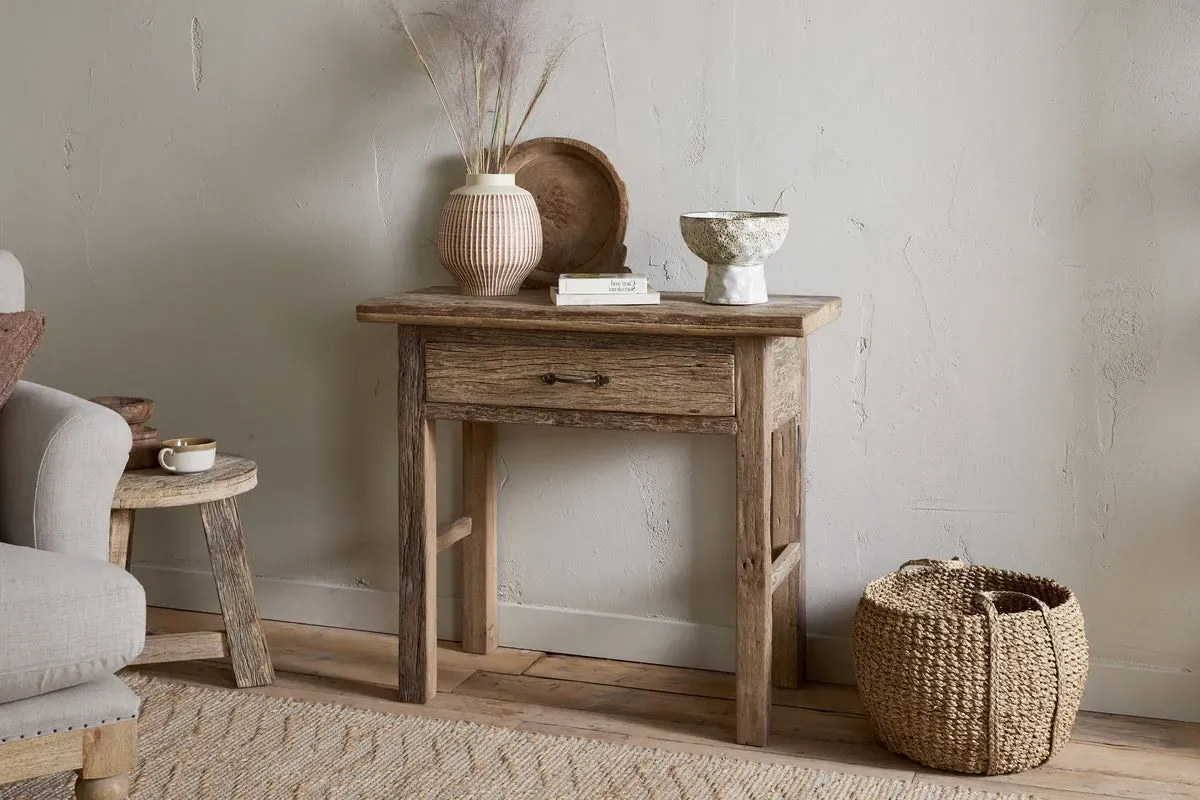 Ibo Reclaimed Wood 1 Drawer Console Table - Natural image