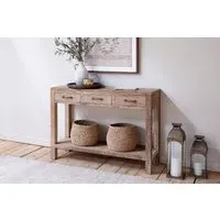 Ibo Reclaimed Wood 3 Drawer Console Table - Natural