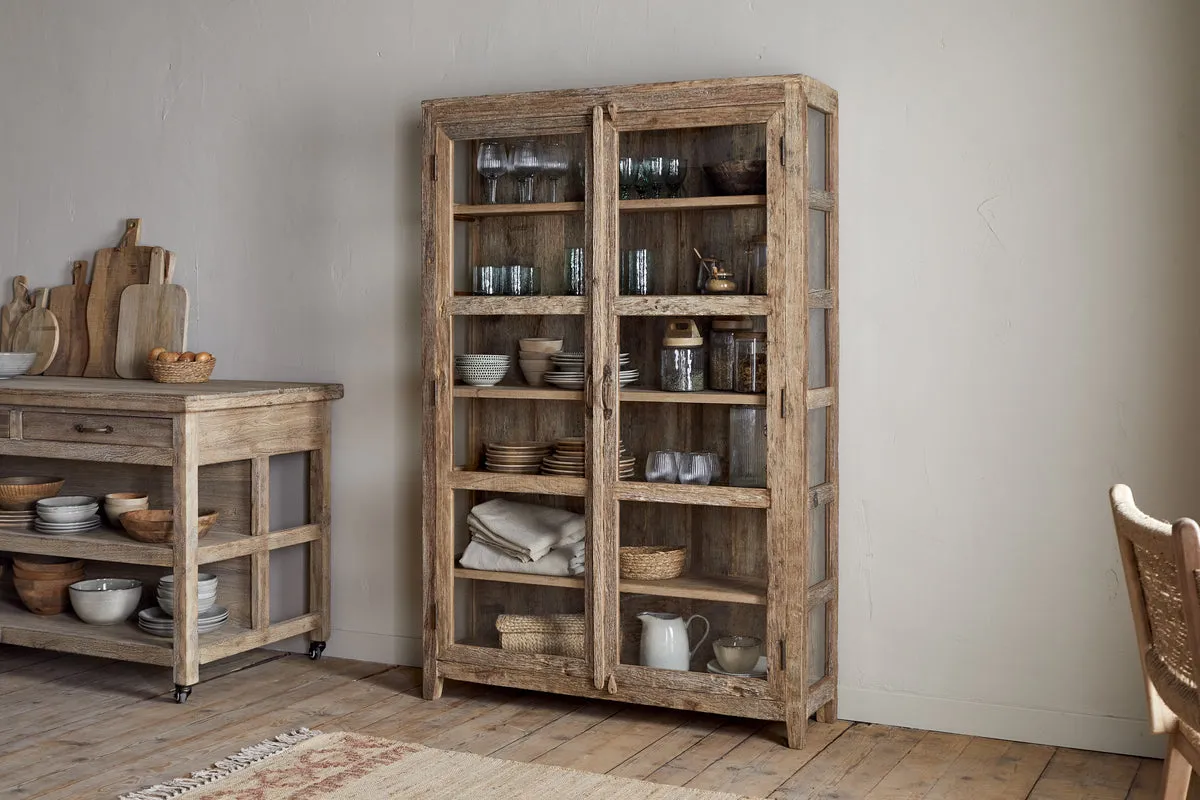 Ibo Reclaimed Wood & Glass Cabinet Wide - Natural product