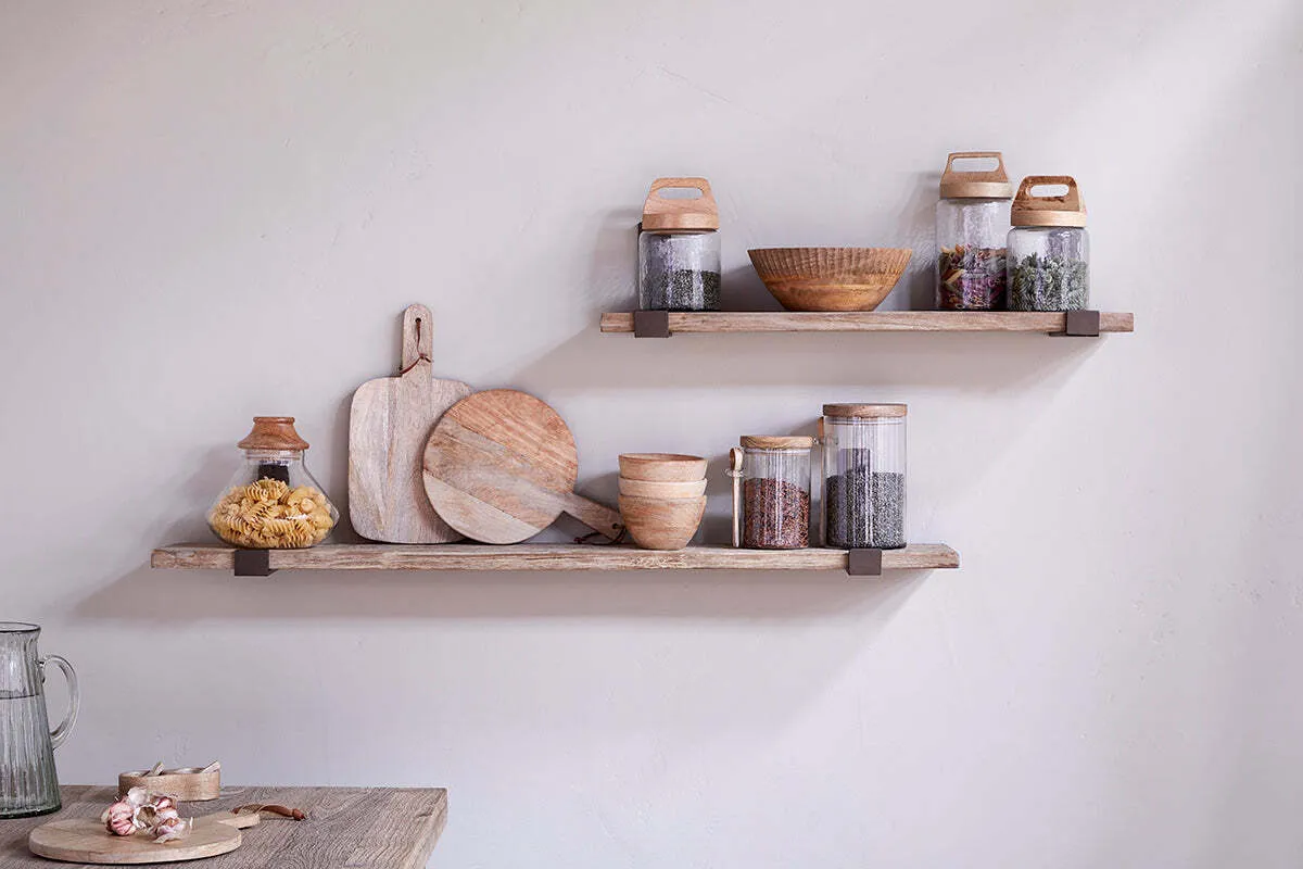 Ibo Reclaimed Wood & Iron Wall Shelf - Natural product