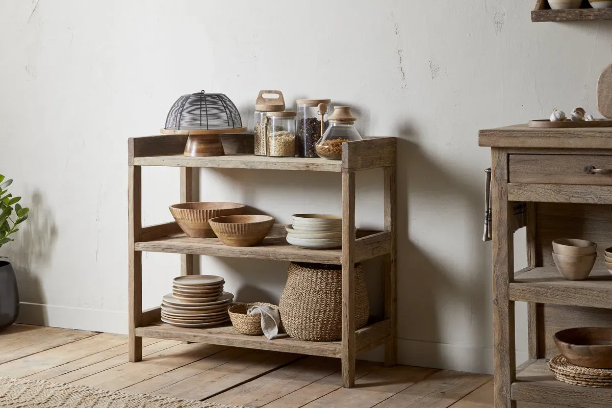 Ibo Reclaimed Wood Pantry Standing Shelves - Natural image