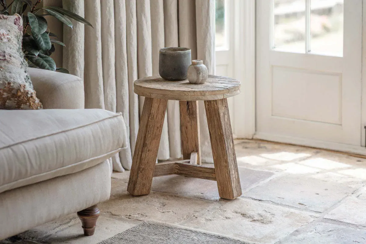 Ibo Round Side Table - Natural, Reclaimed Wood product