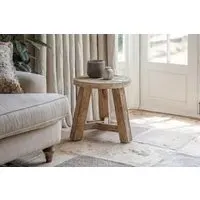 Ibo Round Side Table - Natural, Reclaimed Wood