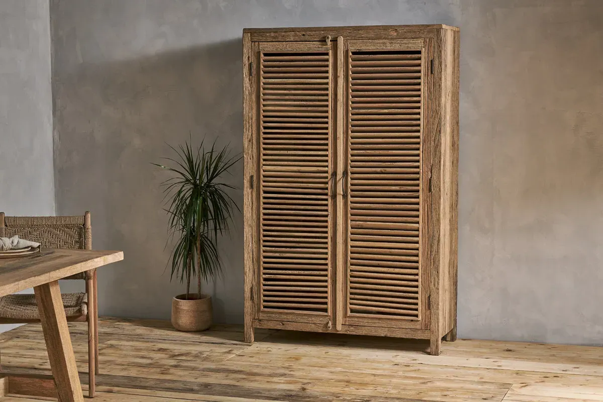 Ibo Slatted Storage Cabinet - Natural, Reclaimed Wood image