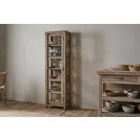 Ibo Tall Glass Cabinet - Natural, Reclaimed Wood