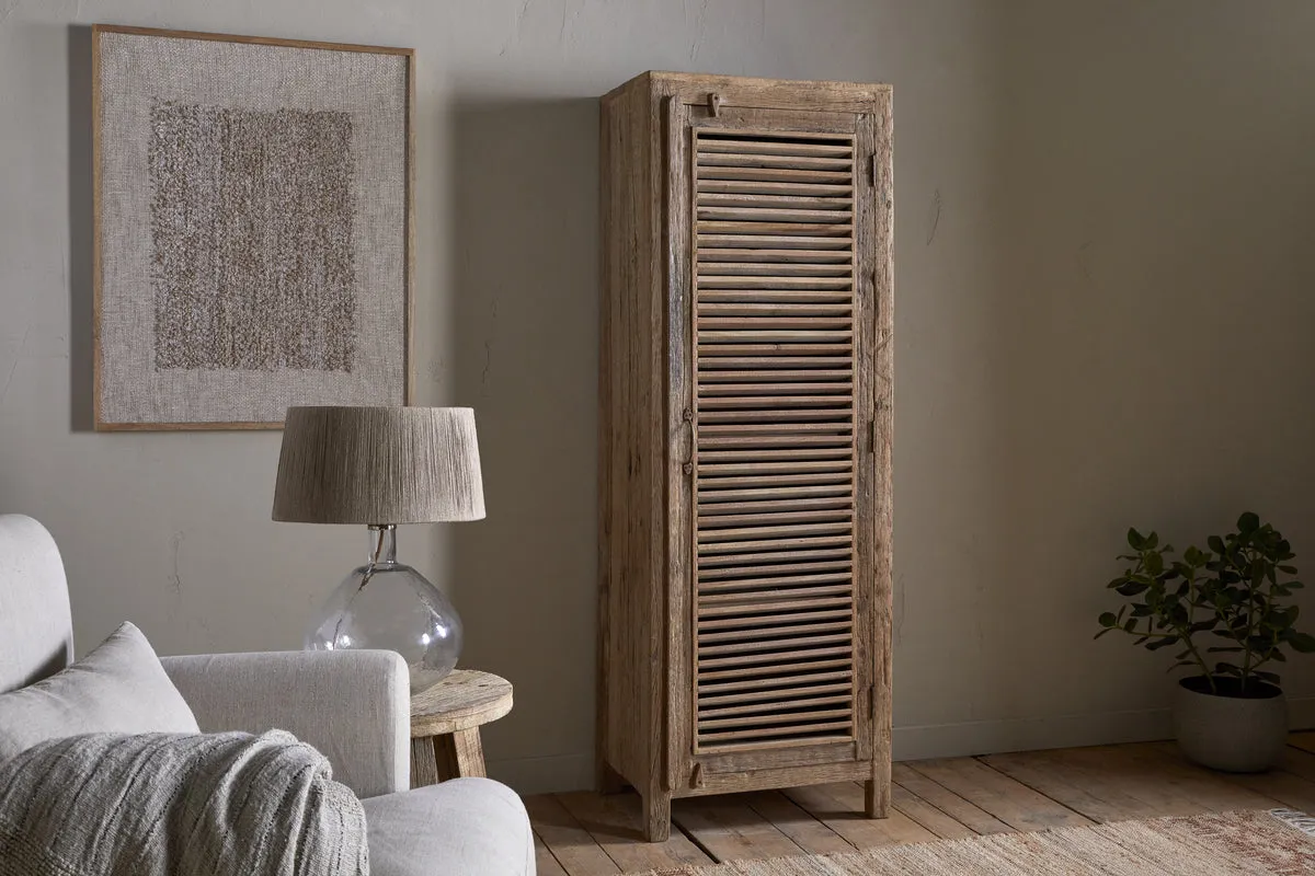 Ibo Tall Slatted Storage Cabinet - Natural, Reclaimed Wood product