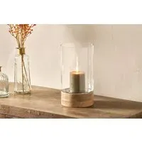 Idha Hurricane Lantern - Mango Wood, Glass