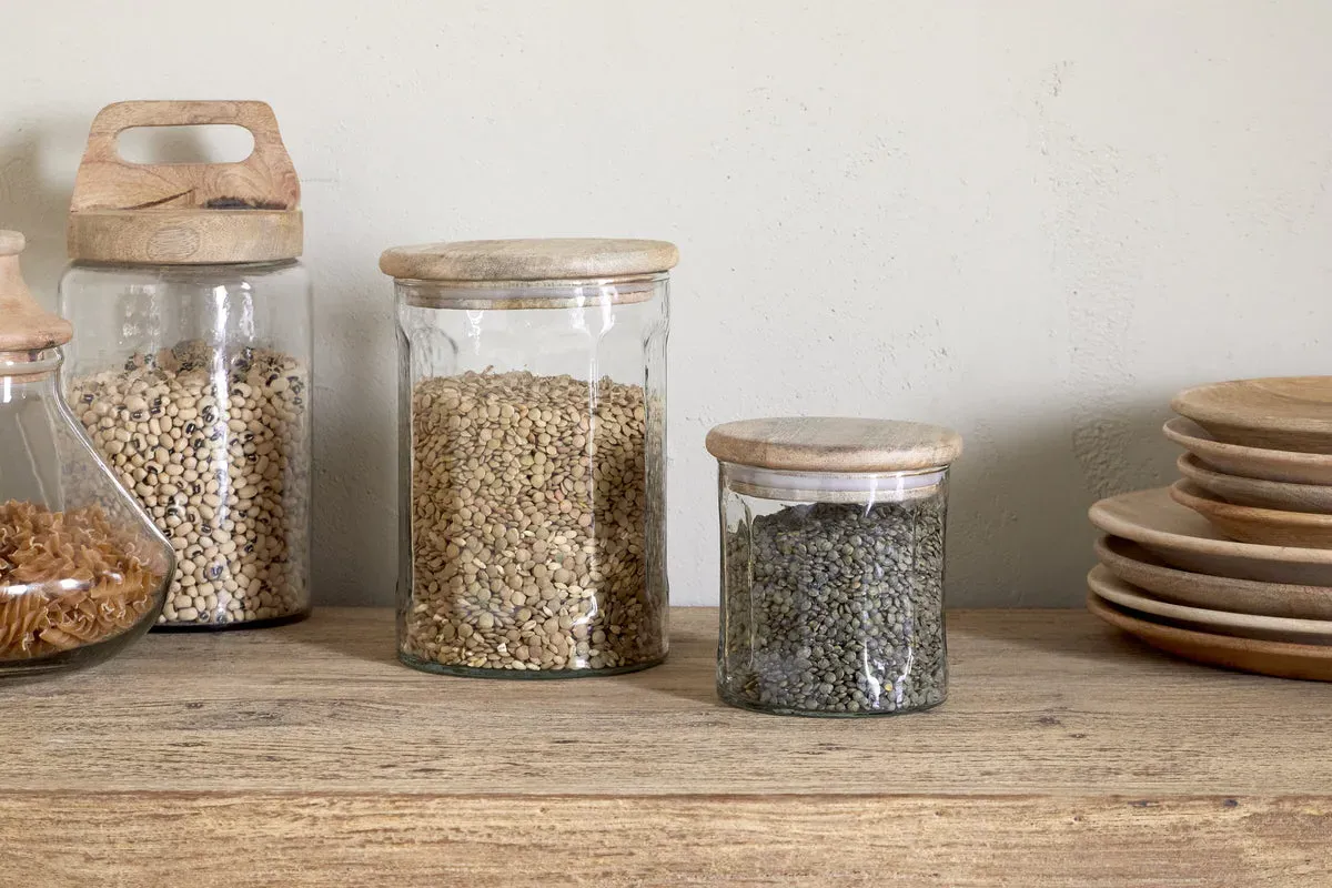 Igoko Medium Storage Jar - Clear, Mango Wood