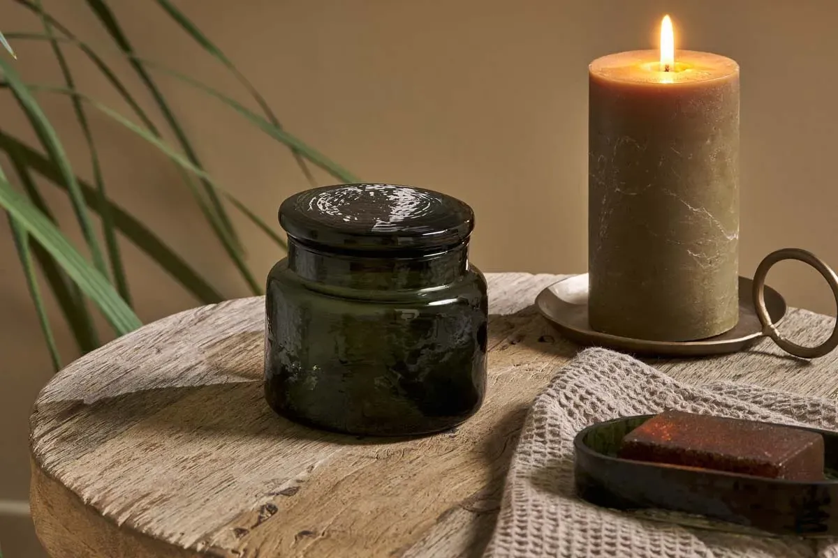 Ilcoso Hammered Glass Storage Pot - Green image