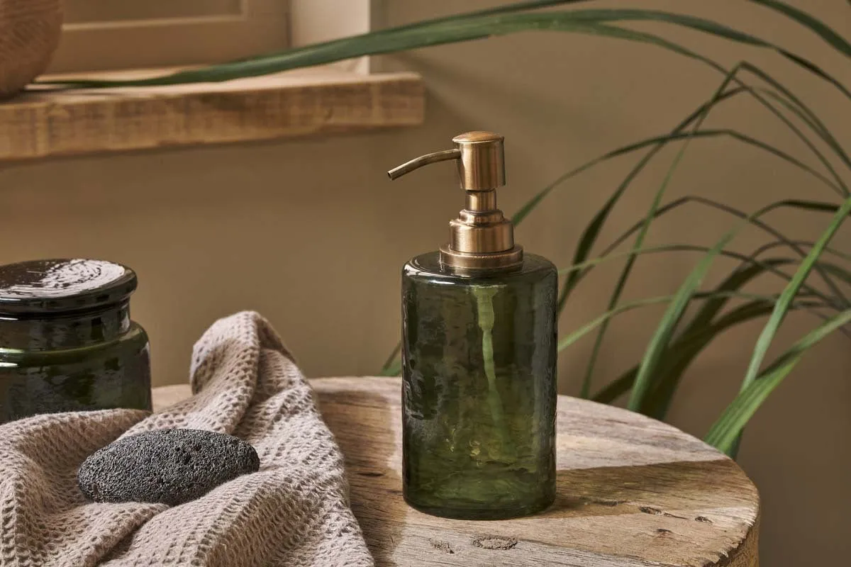 Ilcoso Recycled Hammered Glass Soap Dispenser - Green product