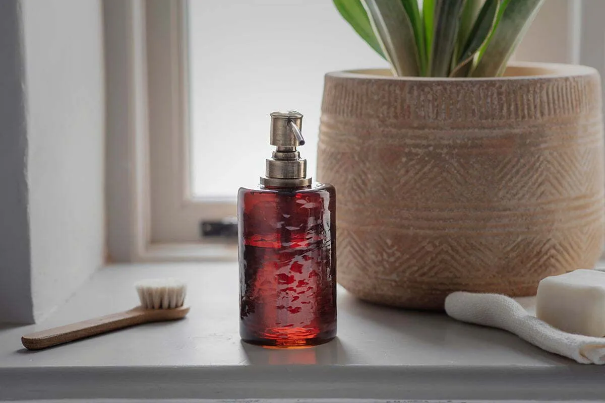 Ilcoso Recycled Hammered Glass Soap Dispenser - Amber product