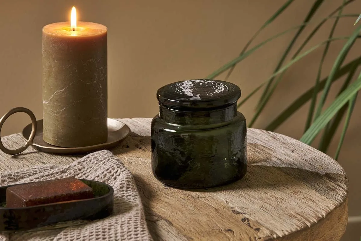 Ilcoso Recycled Hammered Glass Storage Pot - Green product