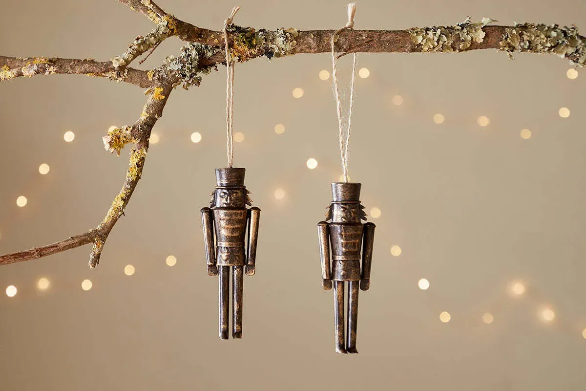 Imay Nutcracker Baubles Set of 2 - Antique Brass
