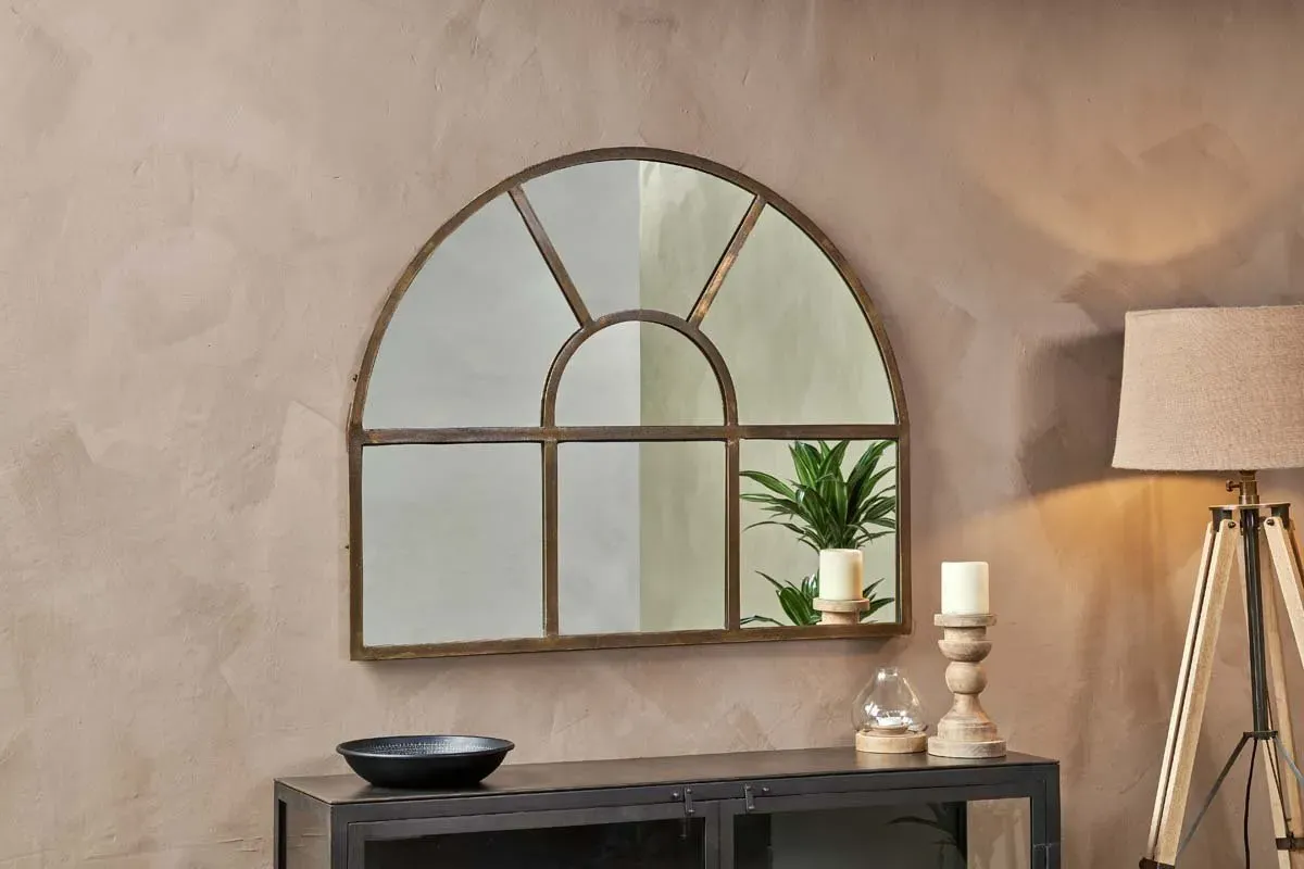 Imoma Iron Overmantel Arch Mirror - Brass image